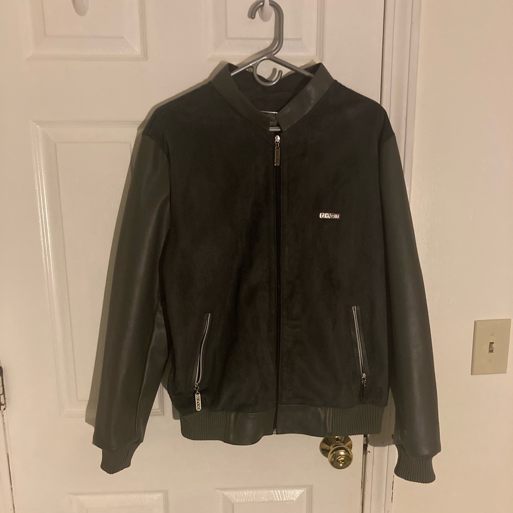 Suede Leather Italian Bomber Racer Jacket NWOT